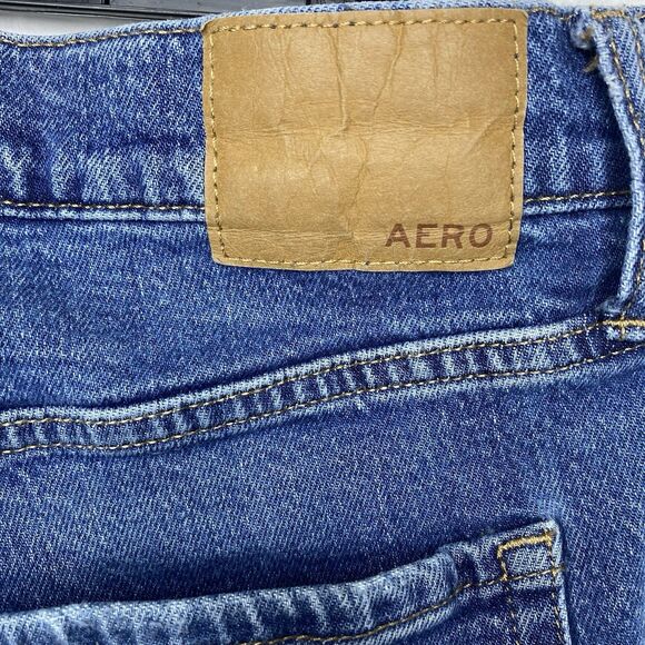 AEROPOSTALE Jeans Mom Fit Destroyed Raw Hem Distressed High Waist Womens 16 Blue - Picture 3 of 9